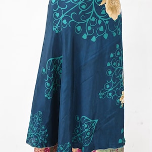 Vintage Silk Wrap Skirt: Reversible Flower Print Dress, Plus Size