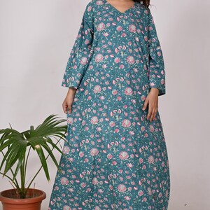 Block Print Cotton Maxi Dress: Boho Indian Summer Gown