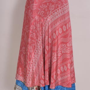 Reversible Art Silk Sari Wrap Skirt: Boho Hippie Beachwear