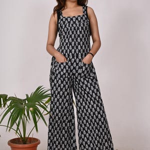 Boho Cotton Jumpsuit: Handmade Indian Loungewear Dress with Pockets