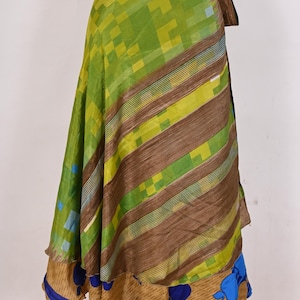 Reversible Silk Sari Wrap Skirt: Vintage Floral Boho Maxi Dress