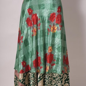 Reversible Art Silk Wrap Skirt: Floral Print Boho Dress - Fits Up to 46 Inches