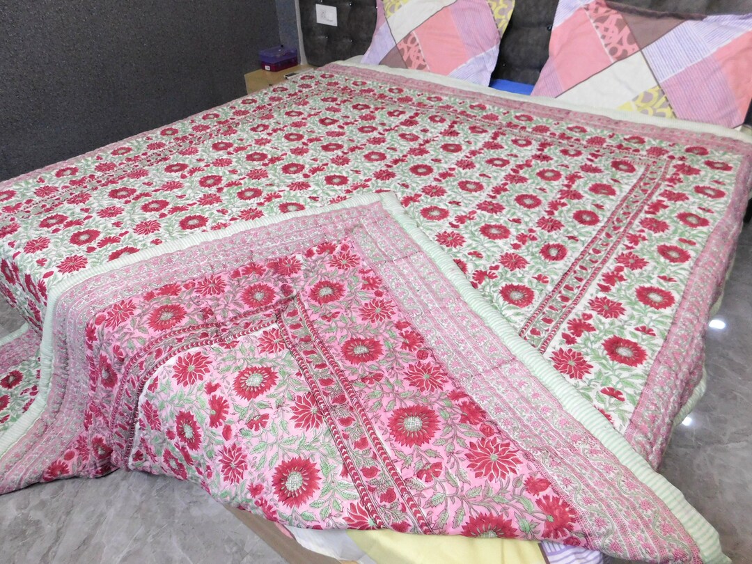 Decorative Blanket Floral Printed Quilt Cotton Quilted Etsy