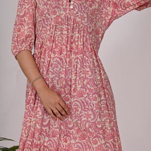 Boho Cotton Block Print Langes Kleid Indian Handmade Floral Party Kleid für Frauen Ethnic Designer Summer Wear