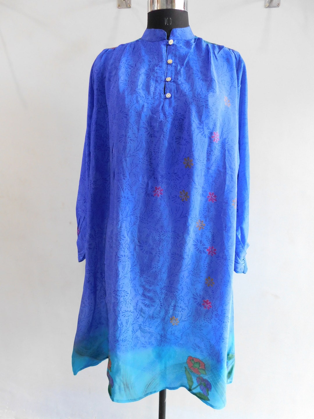 Vintage Blue Silk Shirt