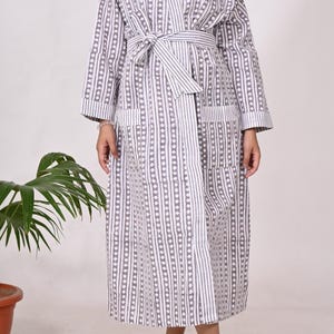 Hand Block Printed Cotton Kimono Robe: Boho Hippie Style
