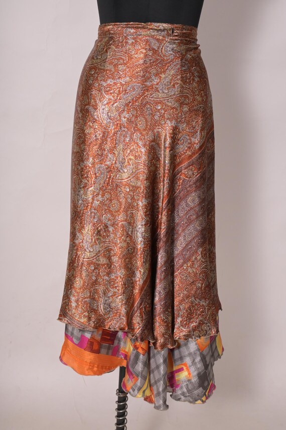 Vintage Silk Wrap Skirt: Reversible Floral Print Beach Cover Up