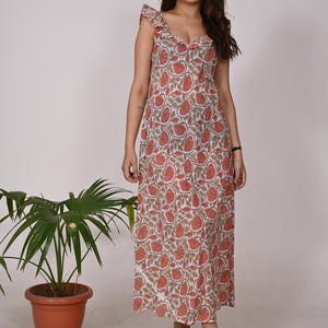 Cotton Block Print Dress: Sleeveless Boho Summer Dress