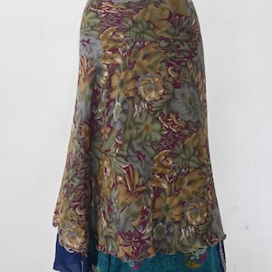 Vintage Silk Wrap Skirt: Handmade Reversible Maxi Skirt, Plus Size