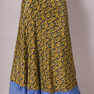 Vintage Art Silk Reversible Wrap Skirt: Boho Beach Wear, Plus Size