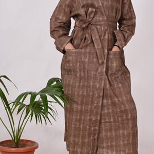 Hand Block Print Cotton Kimono Robe: Boho Hippie Loungewear