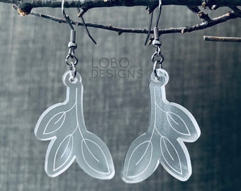 Laser File — Hand-Drawn Leaves, Single-Line Earring Design — SVG, PDF, AI