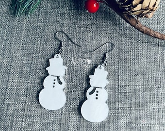 Archivo láser — Diseño de pendientes de muñeco de nieve dibujados a mano — SVG, PDF, IA