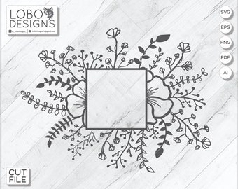 Archivo de corte floral, Floral SVG, archivo láser floral, archivo de corte de flor, archivo láser de flor, flor SVG, archivo de corte de monograma, archivo láser monograma