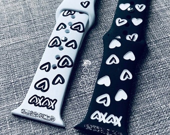 Laser File Bundle — Two Hand-Drawn XOXO Pattern Watch Band Designs — SVG, PDF
