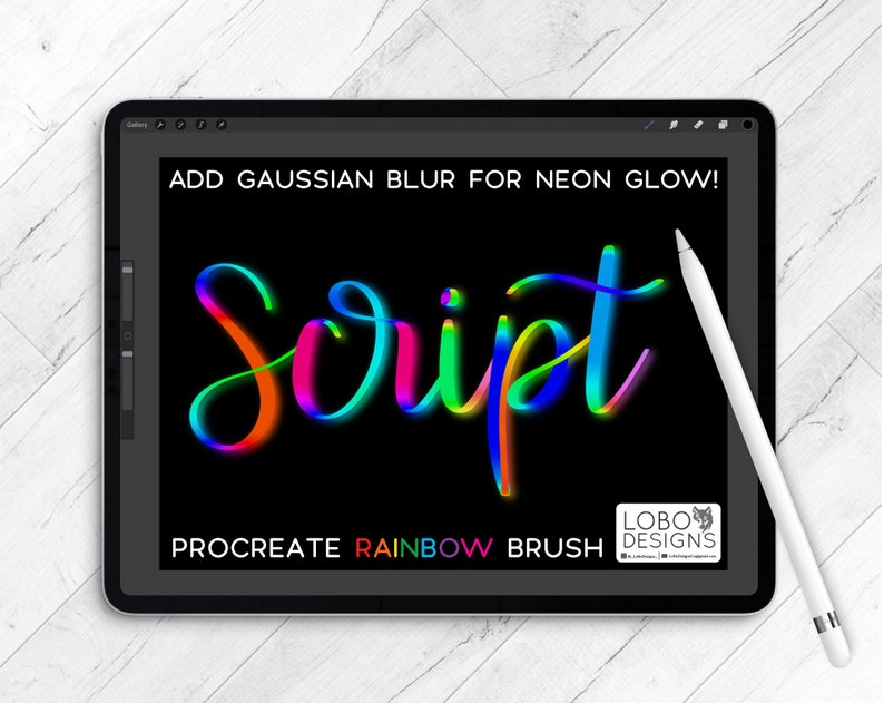 Procreate Rainbow Brush File — Script, Procreate Brush, Script Brush ...