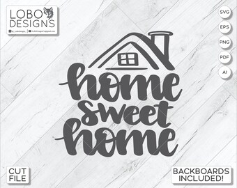 Archivo de corte / Archivo láser — Hand-Lettered "Home Sweet Home" Diseño + Mini Shiplap Backboards and Frames — SVG, PDF, AI — Laser-Tested!