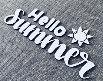 Archivo láser — Diseño "Hello Summer" escrito a mano — SVG, PDF, IA