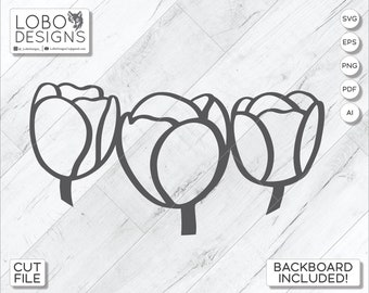 Cut File / Laser File — Hand-Drawn Tulips Double-Design for Round Sign — SVG, PDF, AI