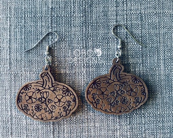 Pumpkin Earrings SVG, Pumpkin Cut File, Flower Earrings SVG, Floral Earrings SVG, Earrings Cut File, Earrings Laser File, Earring Cut File