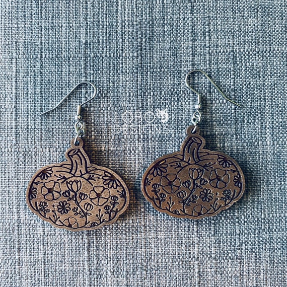 Pumpkin Earrings SVG, Pumpkin Cut File, Flower Earrings SVG, Floral Earrings SVG, Earrings Cut File, Earrings Laser File, Earring Cut File