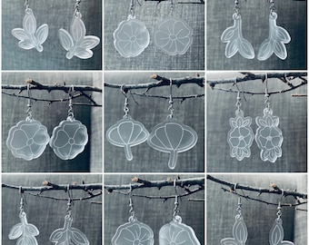 Archivo láser — Paquete — 9 diseños de aretes dibujados a mano, de una sola línea/puntuados — SVG, PDF, AI
