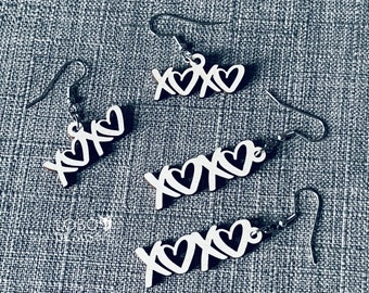 Pendientes XOXO SVG, corazón pendientes archivo, pendientes corte archivo, pendientes archivo láser, pendientes de corte de archivo, XOXO pendientes, archivo digital, archivo láser
