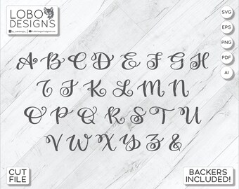 Paquete de archivos de corte — Set de monograma de florecimiento escrito a mano — alfabeto completo + ampersand (diseños de respaldo incluidos!) - SVG, EPS, PNG, y más!