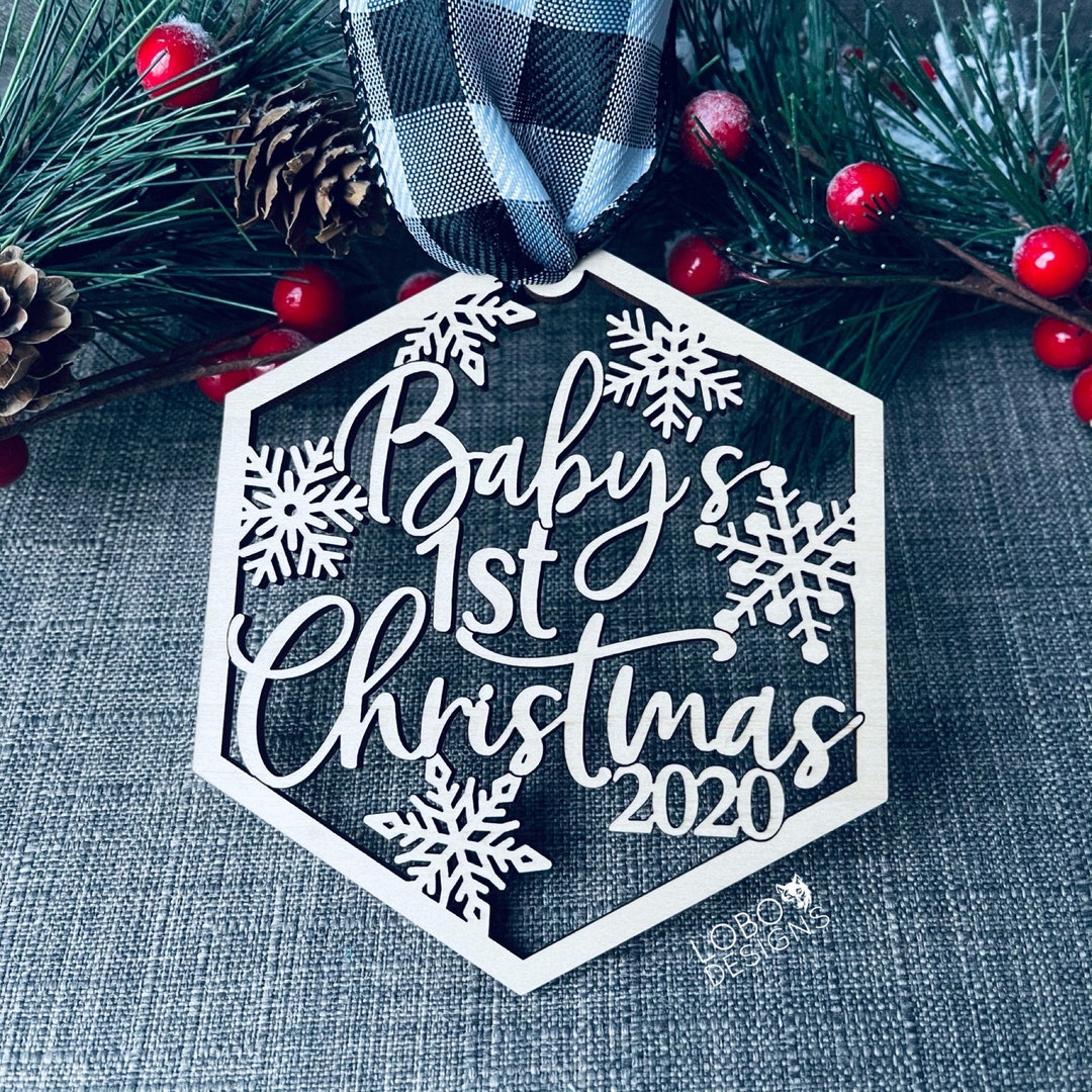 Laser File Baby's First Christmas 2020 Through 2025 Snowflake Hexagon