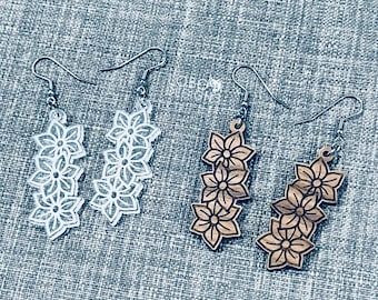 Flower Earrings SVG, Floral Earrings SVG, Earrings Cut File, Earrings Laser File, Earring Cut File, Earring Laser File, Earring SVG