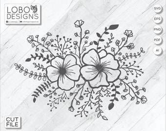 Archivo de corte floral, Floral SVG, archivo láser floral, archivo de corte de flor, archivo láser de flor, flor SVG, archivo de corte de ramo, archivo láser de ramo