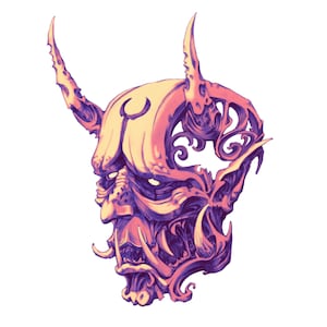 Rose gold Horned Oni Aufkleber