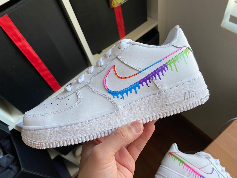 Nike Air Force 1 Rainbow Drip CUSTOM Etsy