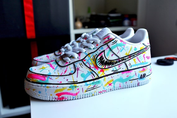 Nike Air Force 1 Custom Rainbow Splatter Shoes