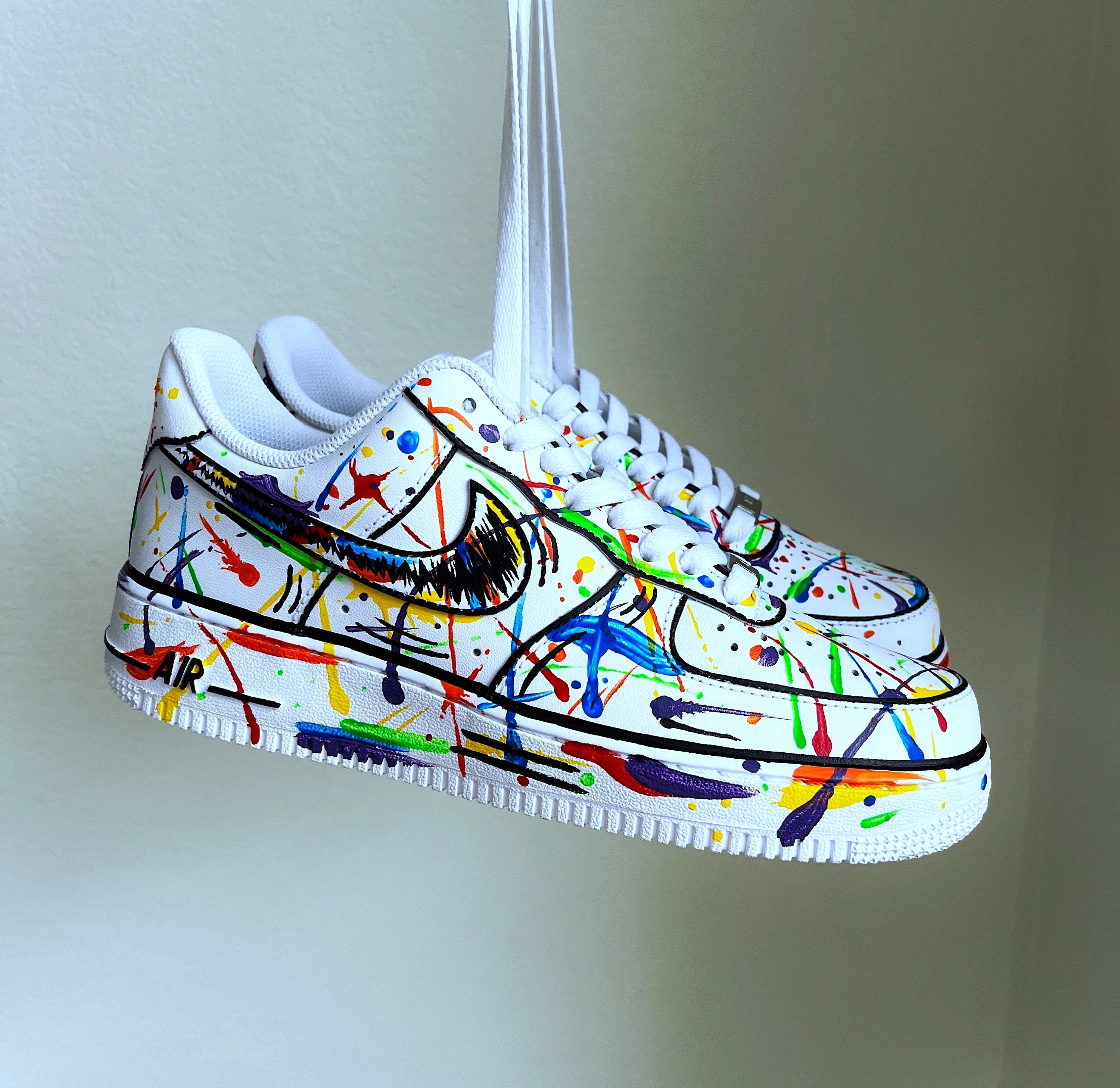 Custom Hand Painted Wave Splash Swoosh Nike Air Force 1 Low – B