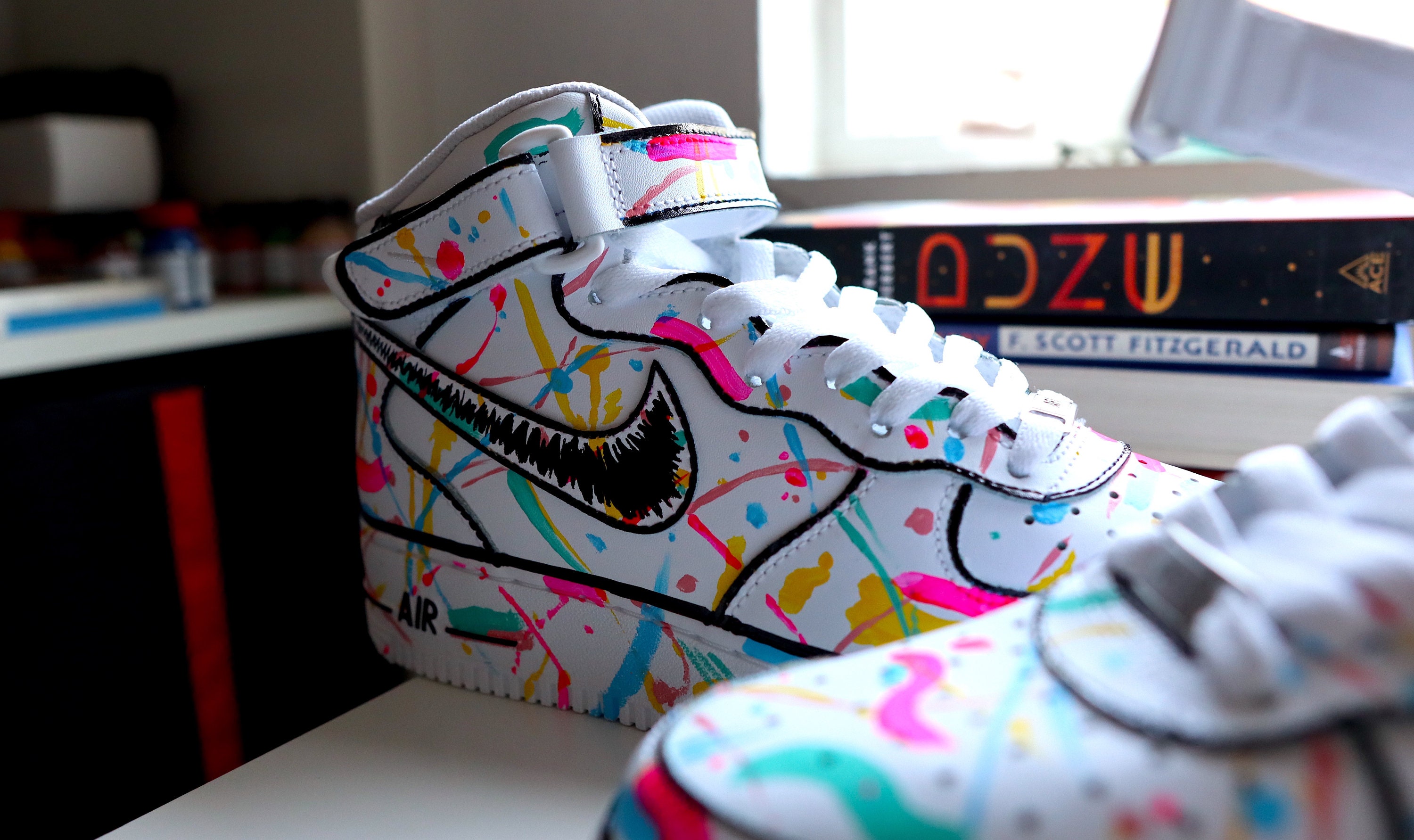 Nike Air Force 1 Custom Rainbow Splatter Shoes