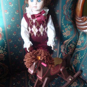 Vintage 1980s Jesse Gorham Doll, All Ceramic Doll with Bonnet, 80s Collectible Gorham Figurine, Sitting Shelf Doll, Nursery Room Decor