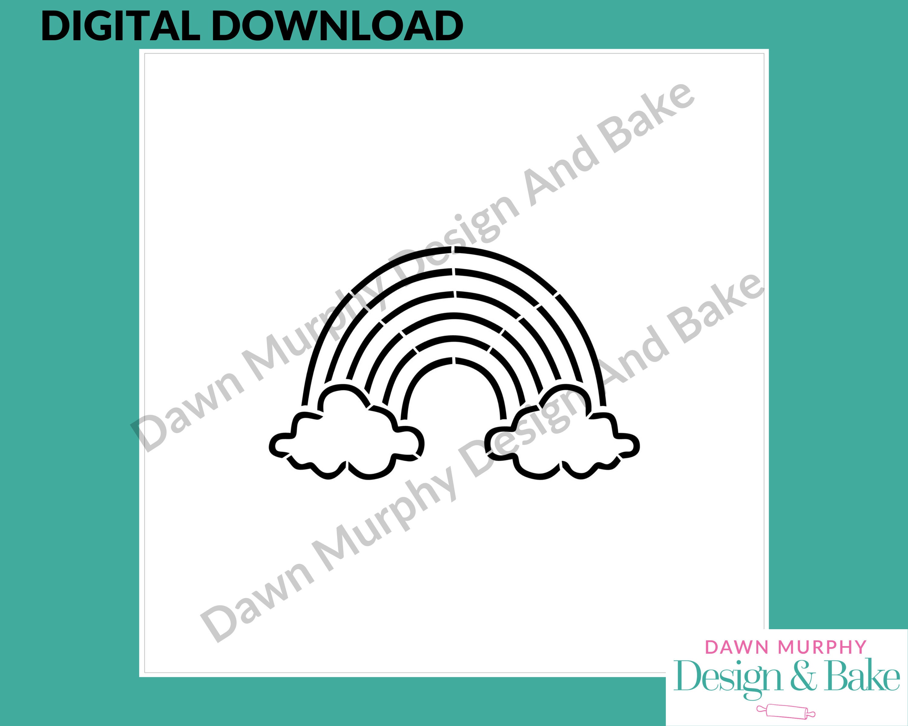 DIGITAL DOWNLOAD SVG Cookie Stencil - Rainbow Clouds Design for Paint ...