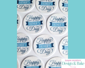 Father's Day Edible Toppers PRE CUT for Cakes, Cupcakes, Drinks, Cookies, Desserts Party Happy Dad Gift Wafer paper, card or icing paper