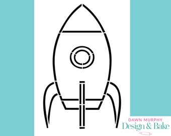 Rocket Paint Your Own PYO Biscuit Cookie Physical Stencil UK Space Cake Craft Reusable Stencil
