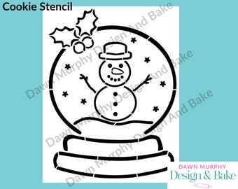 Cookie Stencil - Christmas Snowman Snow Globe Paint Your Own PYO Biscuit Physical Stencil UK Xmas Party Cake Craft Reusable Stencil