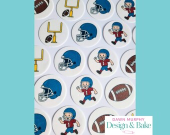 American Football Edible Cupcake Toppers PRE CUT for Cakes, Drinks, Cookies, Children Party Happy Birthday Wafer paper, card or icing paper