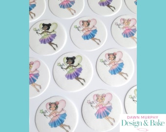 Fairy Edible Toppers for Cakes, Cupcakes, Drinks, Cookies, Desserts Party Happy Birthday Wafer paper, card or icing paper Girls Magic Mystic