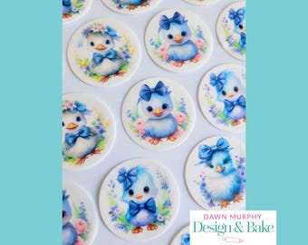 Easter Chicks Ducklings PRE CUT Edible Toppers for Cakes, Cupcakes, Drinks, Cookies, Party Wafer paper card or icing paper Pastel colours