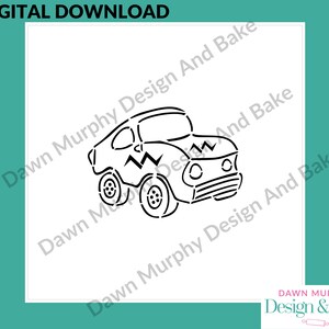 DIGITAL DOWNLOAD SVG Cookie Stencil Racing Car, truck design for paint your own biscuits/cookies No Physical Item Make Your Own Stencil image 2