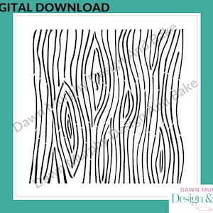 May include: Black and white digital download of a wood grain pattern. The pattern is a repeating design of lines and curves that resemble the grain of wood.