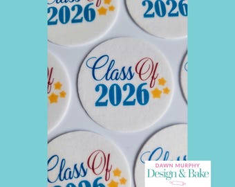 Decoraciones comestibles precortadas para la promoción de 2026: pasteles, cupcakes, bebidas, galletas, postres, fiestas callejeras. Papel de oblea, cartulina, papel glaseado. Graduados.