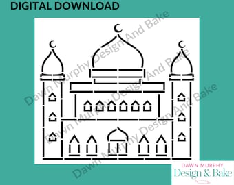DIGITAL DOWNLOAD SVG Cookie Stencil - Mosque for paint your own biscuits/cookies *No Physical Item* Make Your Own Ramadan Eid Festival