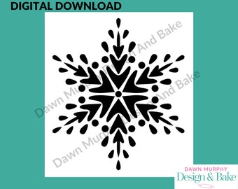 DIGITAL DOWNLOAD SVG Cookie Stencil - Snowflake design (style 3) Snow, Winter, Holidays *No Physical Item* Make Your Own Stencil Jpeg Png