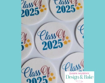 Class of 2026 Edible Toppers Pre Cut for Cakes Cupcakes Drinks Cookies Desserts Street Party Wafer paper,card, icing paper School Leavers